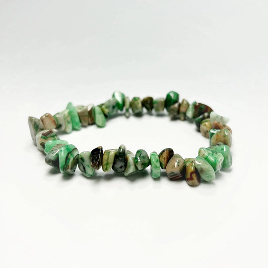 Green Crazy Lace Agate Chip Beaded Bracelet - Rocks and Gems Canada