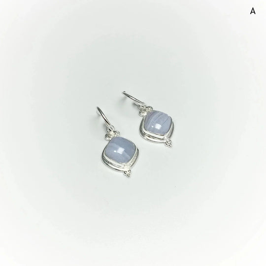 Blue Lace Agate Dangle Earrings - Rocks and Gems Canada
