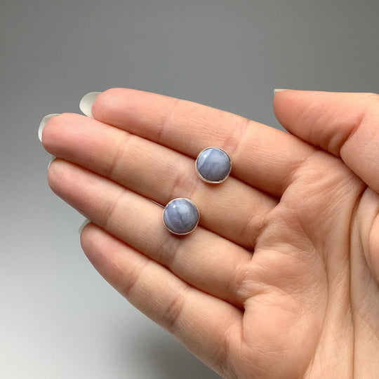 Blue Lace Agate Stud Earrings - Rocks and Gems Canada