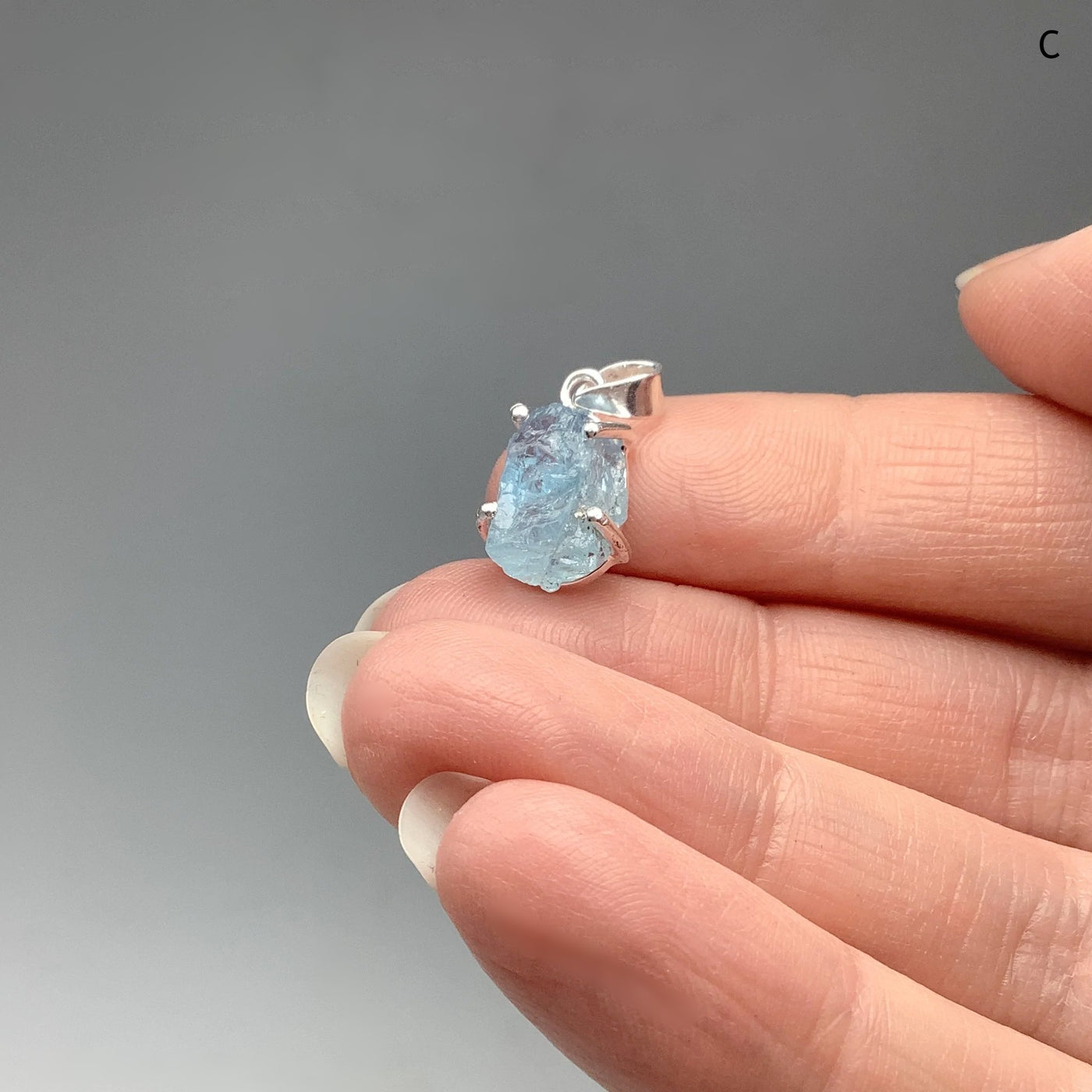 Raw Aquamarine Pendant at $125
