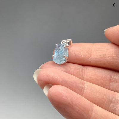 Raw Aquamarine Pendant at $125