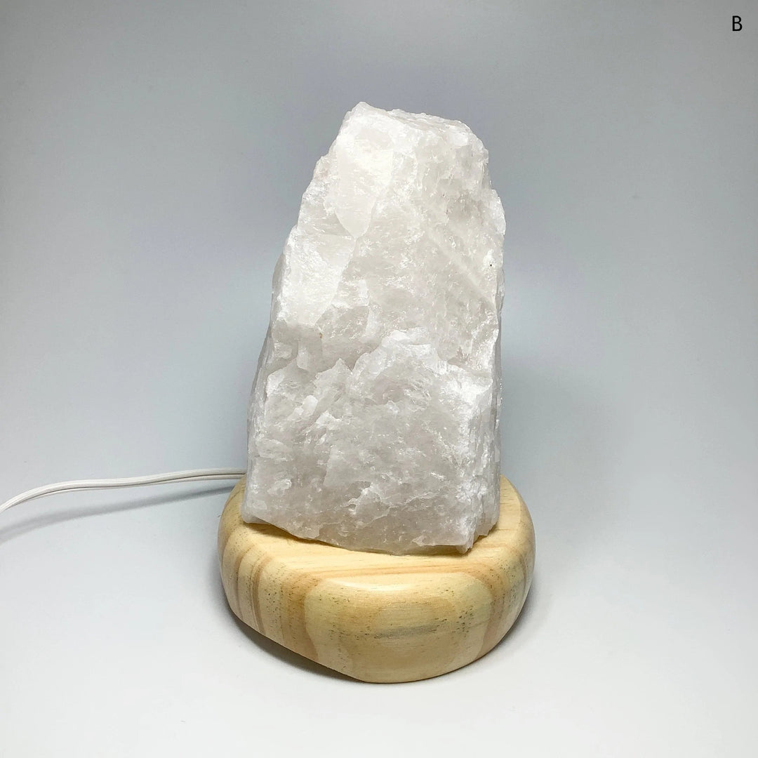 Quartz Lamp with Wooden Base - Rocks and Gems Canada