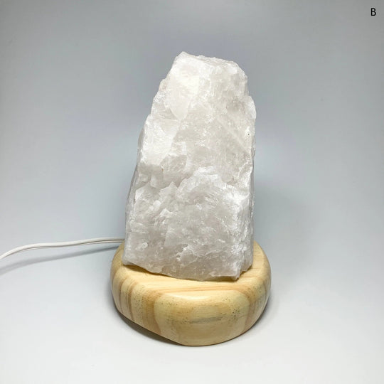 Quartz Lamp with Wooden Base - Rocks and Gems Canada