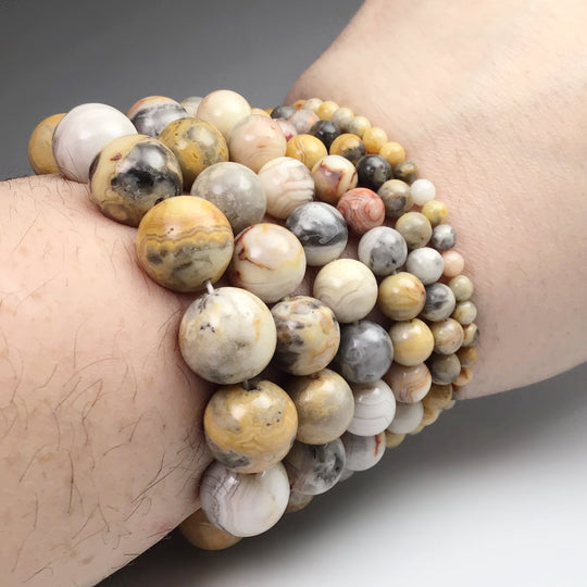 Natural Crazy Lace Agate Beaded Bracelet - Rocks and Gems Canada