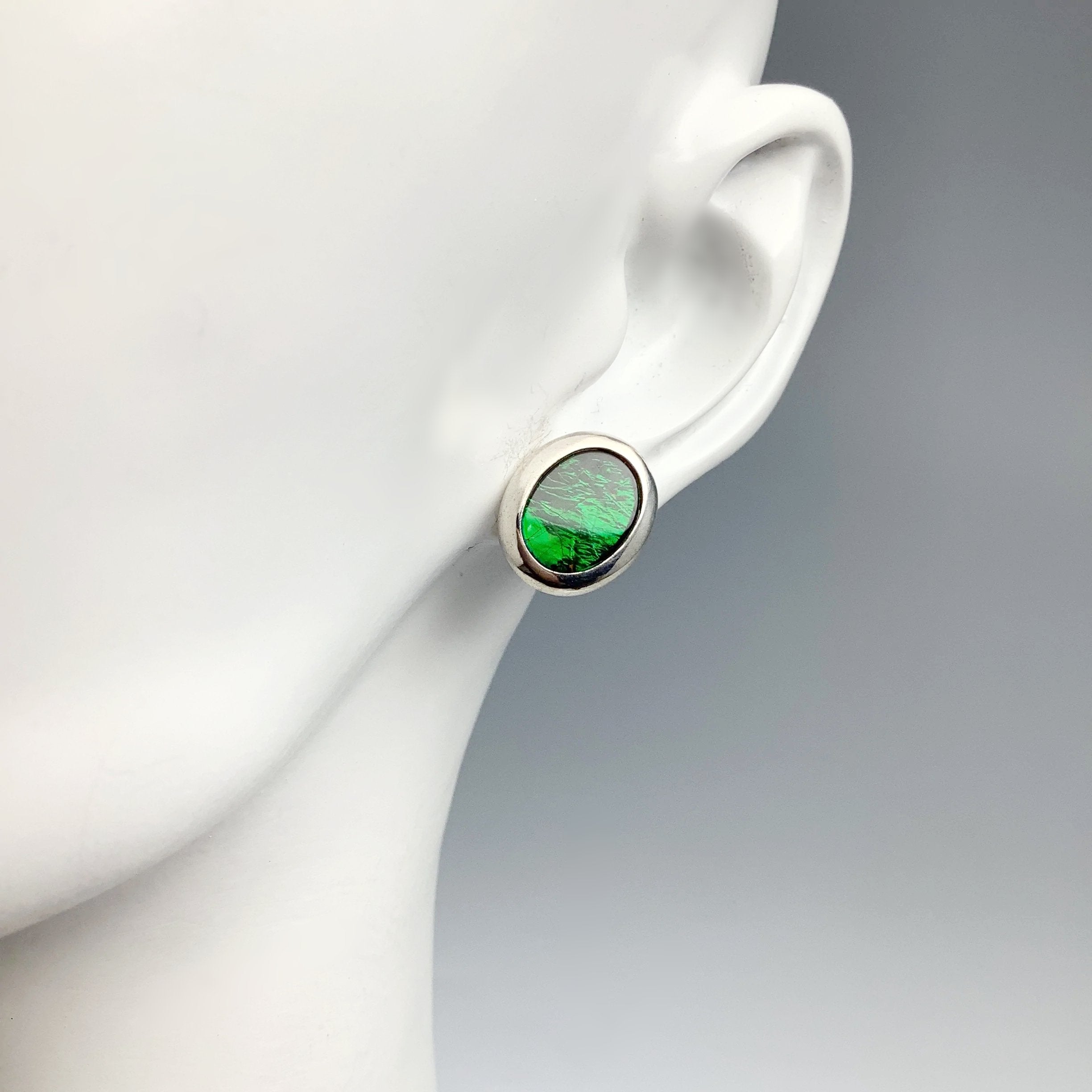 Alberta Ammolite Stud Earrings - Rocks and Gems Canada