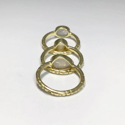 Triple Ring Set - Rainbow Moonstone and Pearl