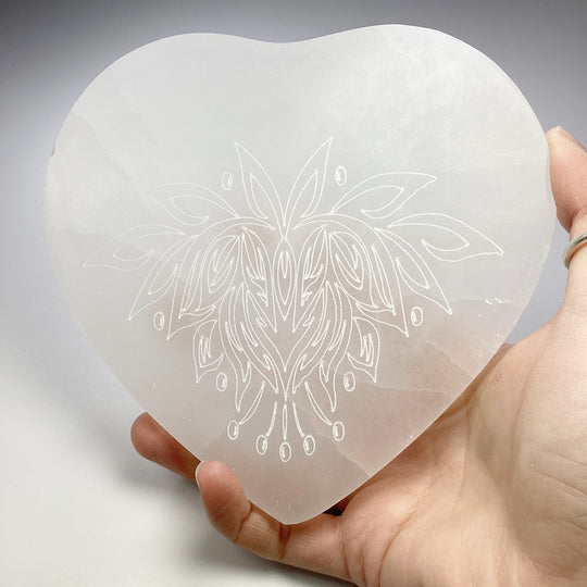 Selenite Lotus Heart Charging Plate - Rocks and Gems Canada