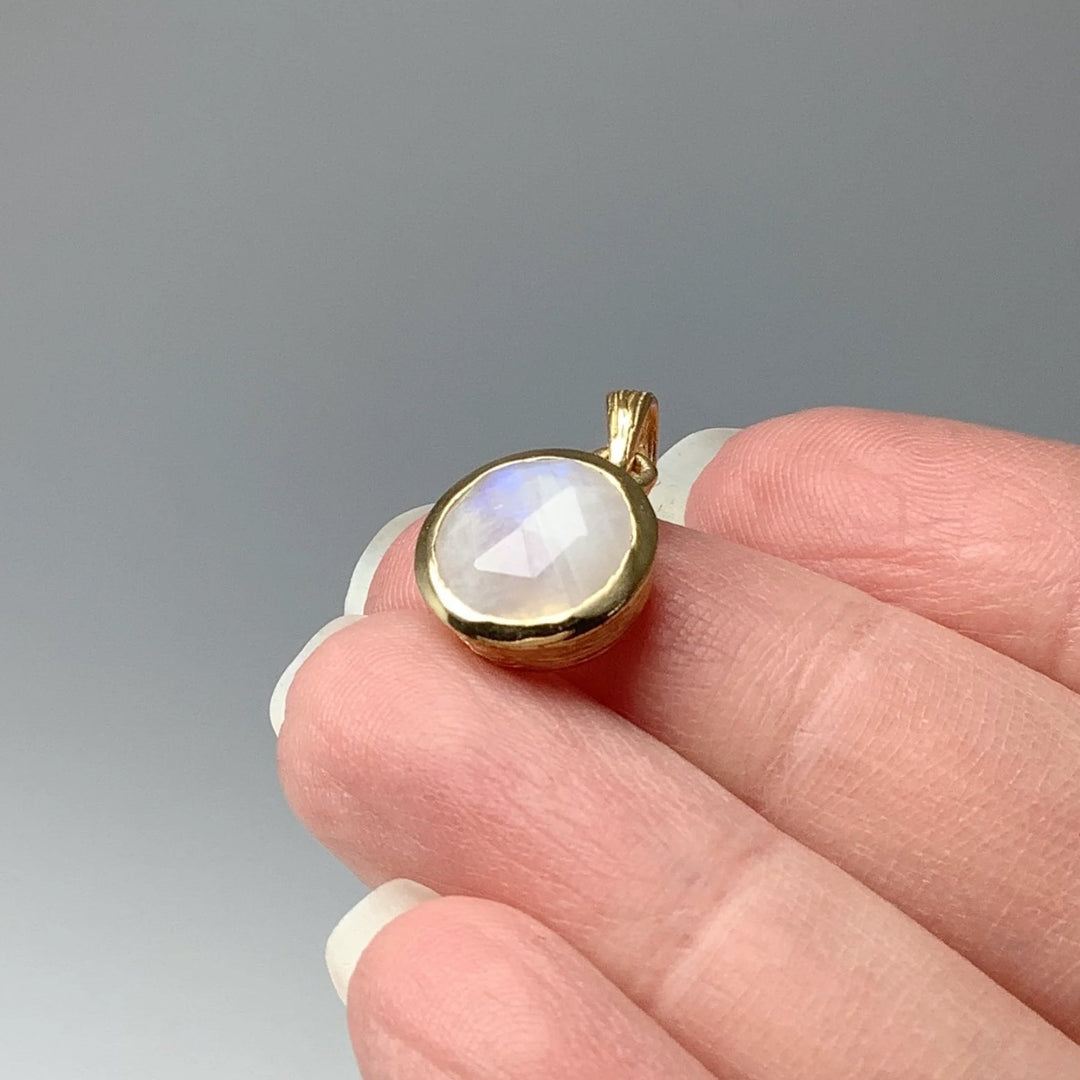 Rainbow Moonstone Gold Finish Pendant - Rocks and Gems Canada