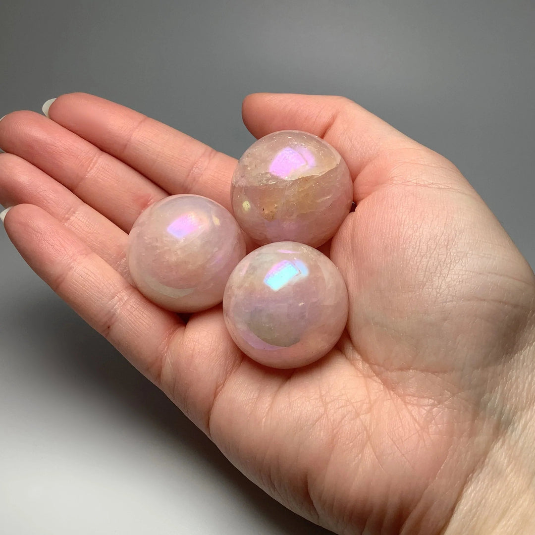 Aura Rose Quartz Sphere - Rocks and Gems Canada
