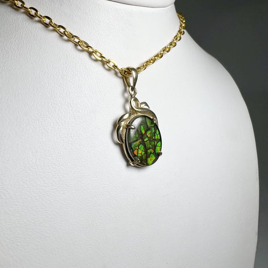 Alberta Ammolite 14K Gold Pendant - Rocks and Gems Canada