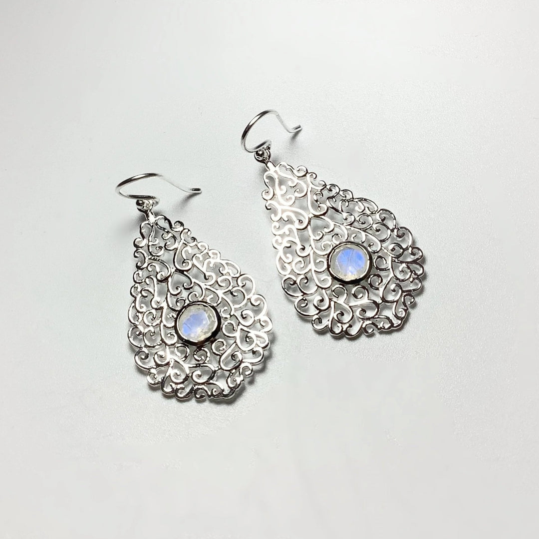 Rainbow Moonstone Dangle Earrings - Rocks and Gems Canada