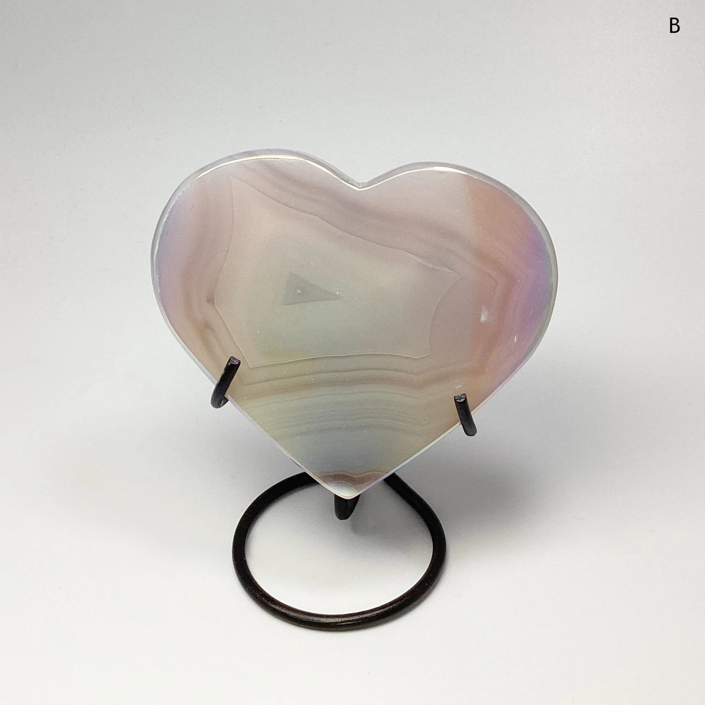 Rainbow Agate Heart on Stand at $85 Each