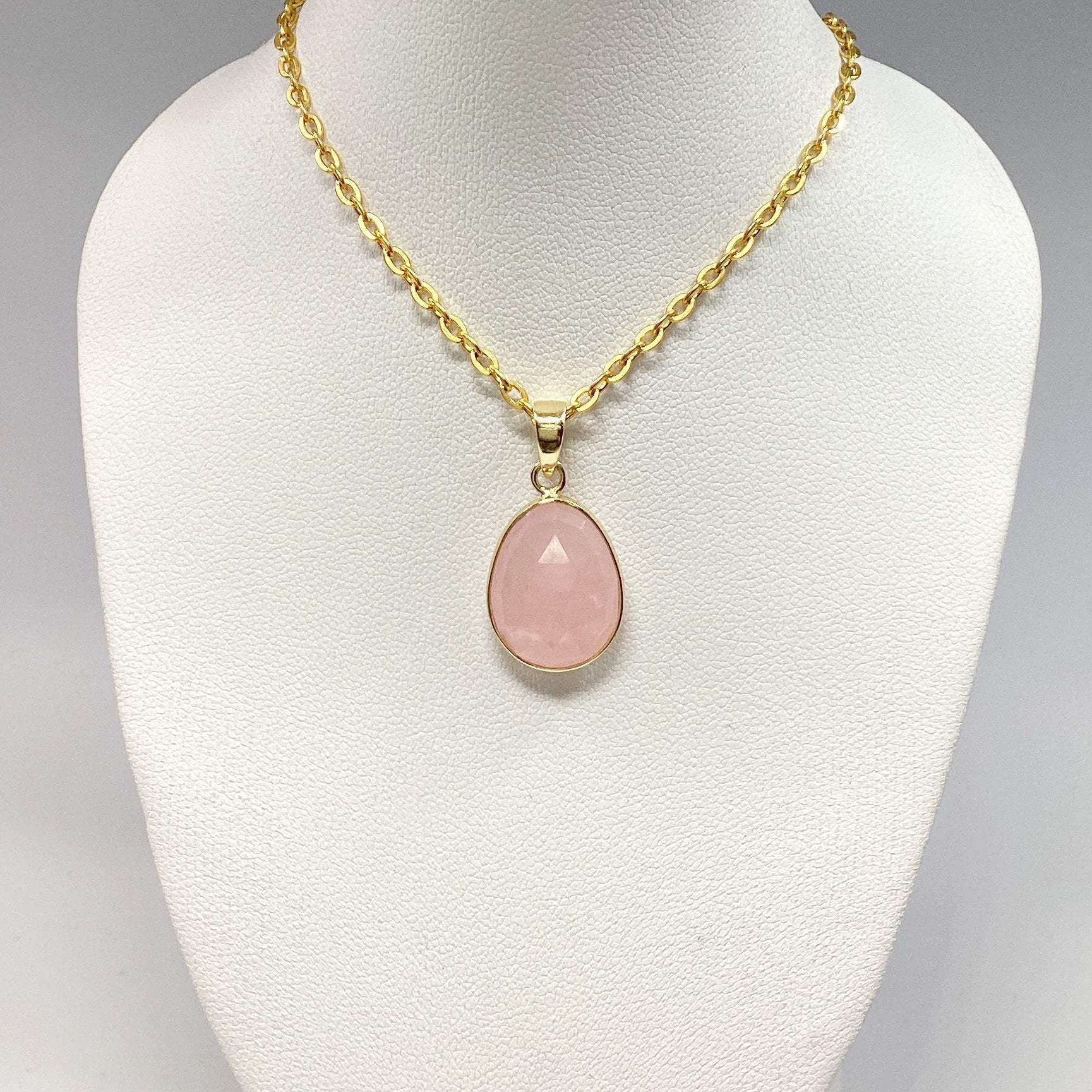 Rose Quartz Gold Finish Pendant - Rocks and Gems Canada