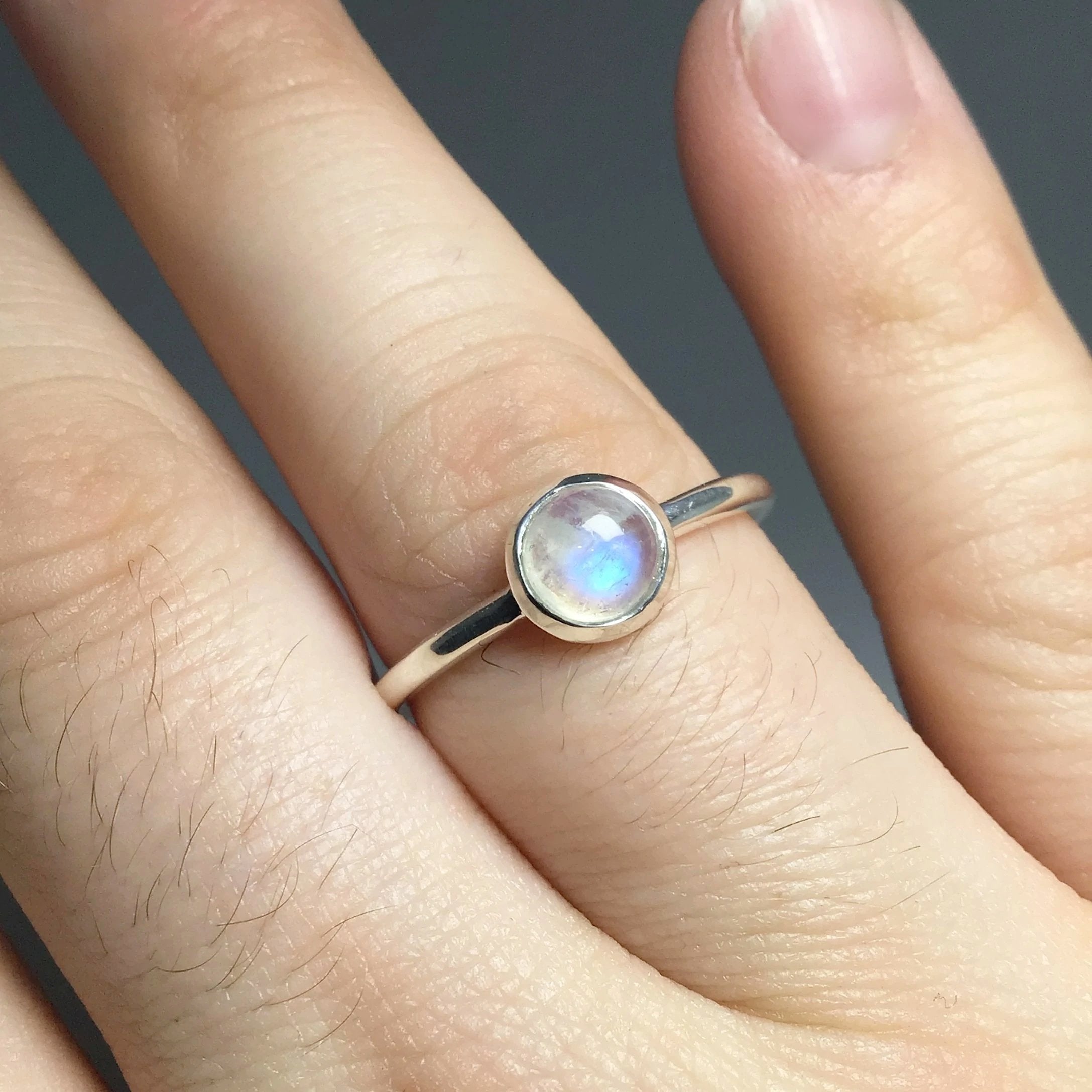 Rainbow Moonstone Ring - Rocks and Gems Canada