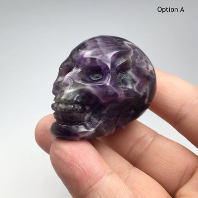 Carved Chevron Amethyst Skull at $85 Each
