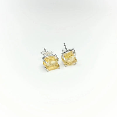 Raw Citrine Stud Earrings