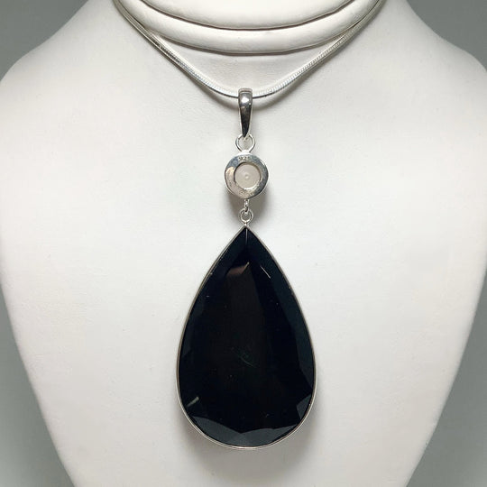 Faceted Black Onyx and Pearl Pendant - Rocks and Gems Canada