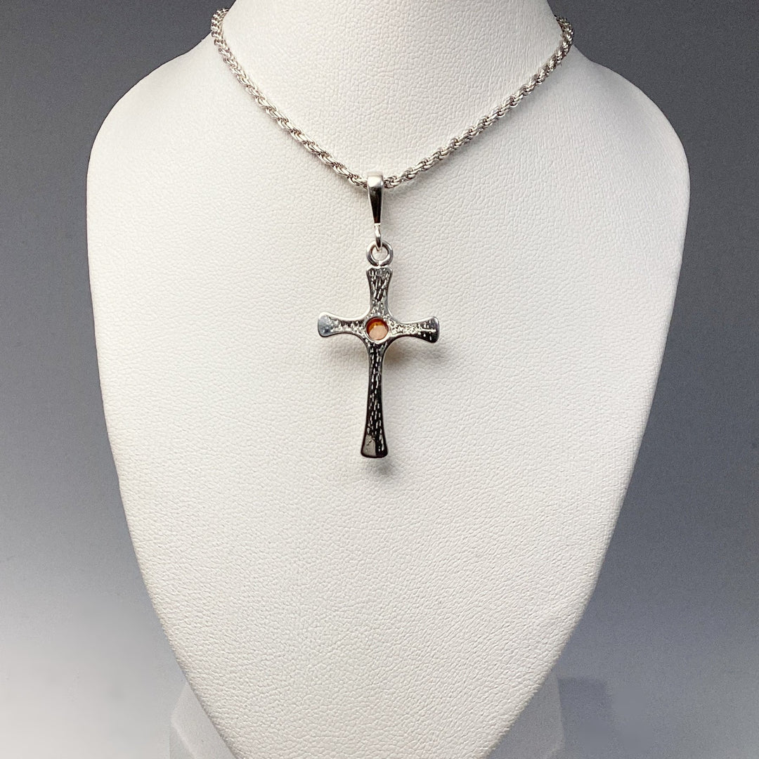 Cognac Amber Cross Pendant - Rocks and Gems Canada