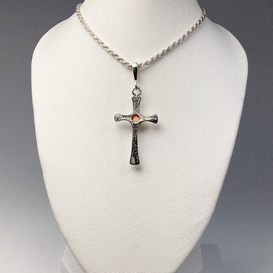 Cognac Amber Cross Pendant - Rocks and Gems Canada