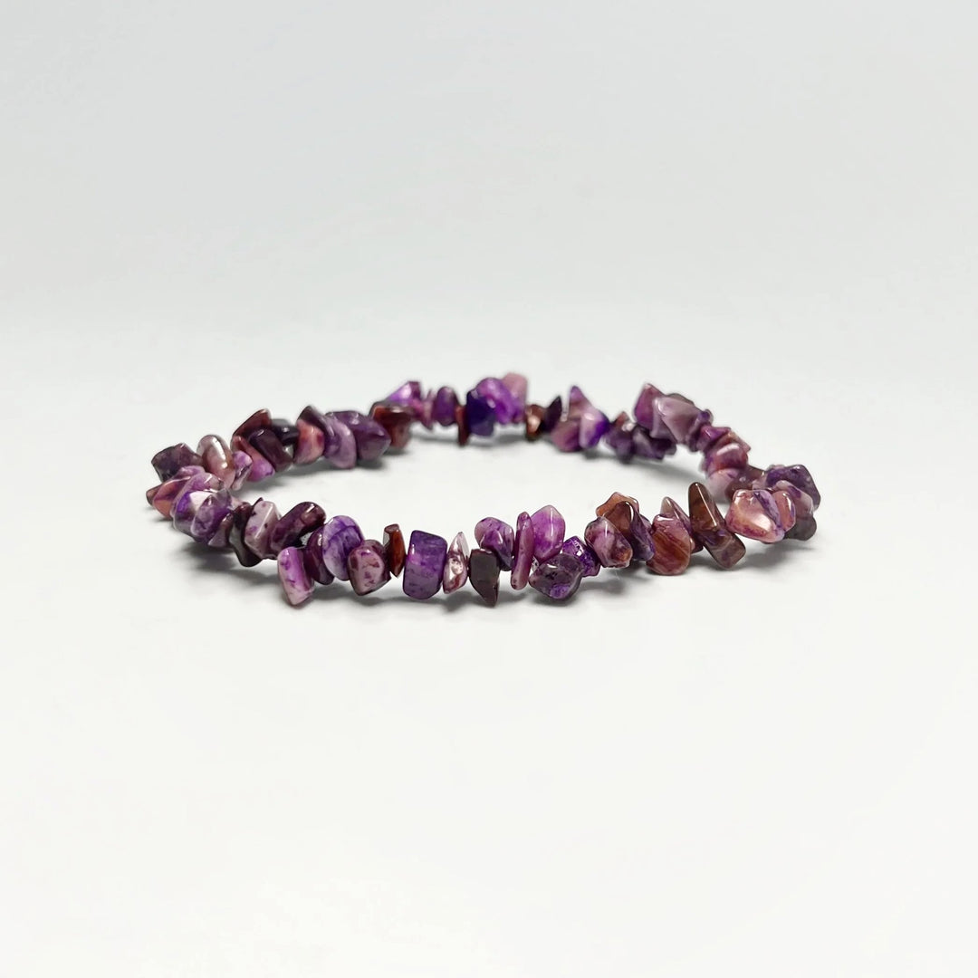 Purple Crazy Lace Agate Chip Beaded Bracelet - Rocks and Gems Canada