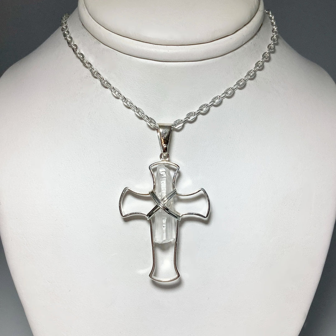Quartz Cross Necklace - Rocks and Gems Canada