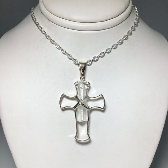 Quartz Cross Necklace - Rocks and Gems Canada