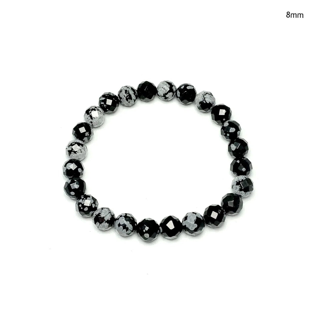 Snowflake Obsidian Faceted Beaded Bracelet - Rocks and Gems Canada