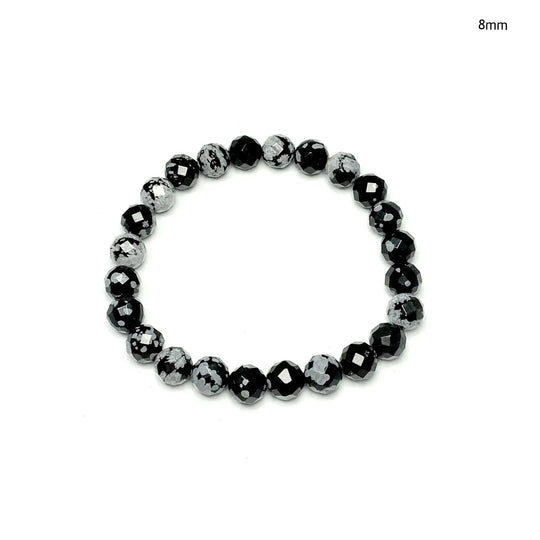 Snowflake Obsidian Faceted Beaded Bracelet - Rocks and Gems Canada