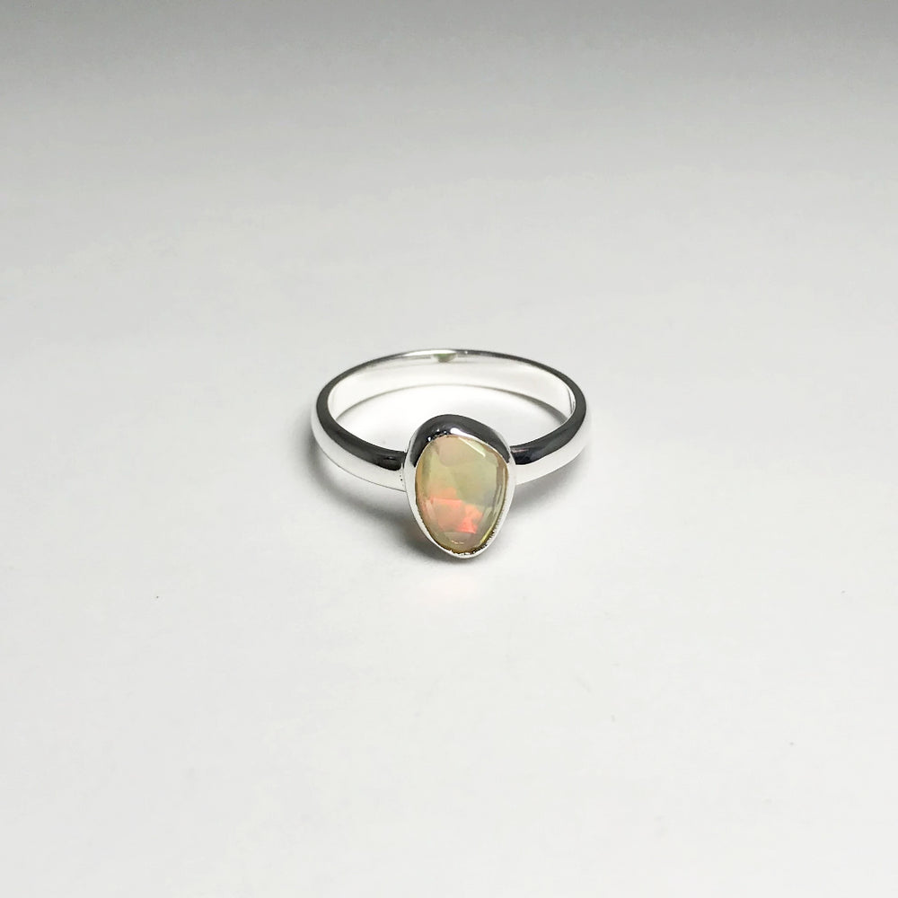 Freeform Faceted Ethiopian Fire Opal Ring - Rocks and Gems Canada