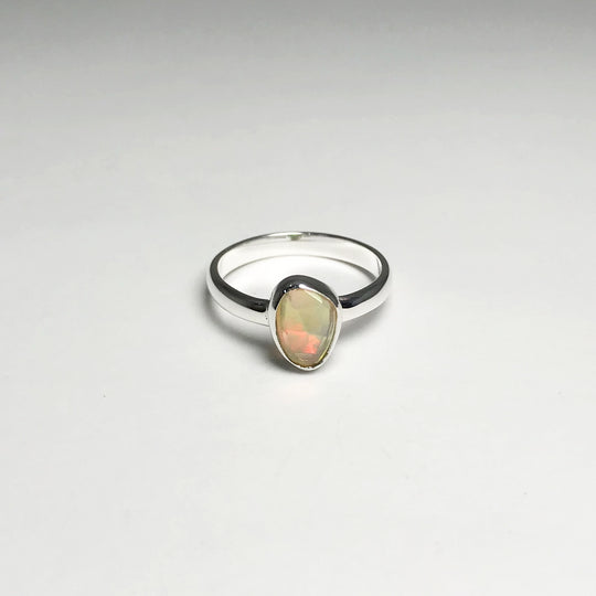 Freeform Faceted Ethiopian Fire Opal Ring - Rocks and Gems Canada