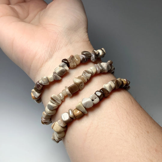 Petrified Wood Chip Beaded Bracelet - Rocks and Gems Canada