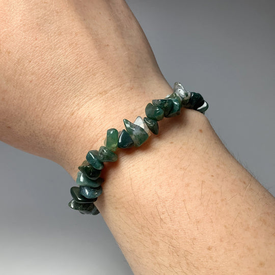 Moss Agate Chip Beaded Bracelet - Rocks and Gems Canada
