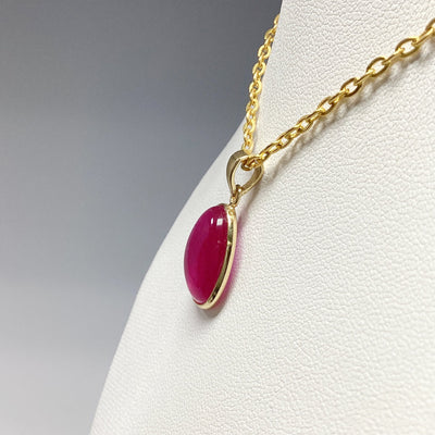 Pink Jade Gold Finish Pendant