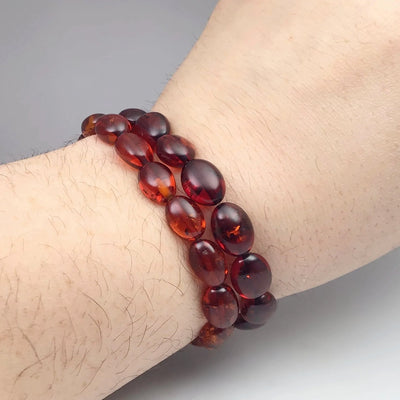 Cognac Amber Beaded Bracelet