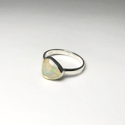 Faceted Ethiopian Fire Opal Ring