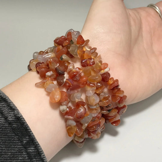 Mixed Carnelian Agate Chip Beaded Bracelet - Rocks and Gems Canada
