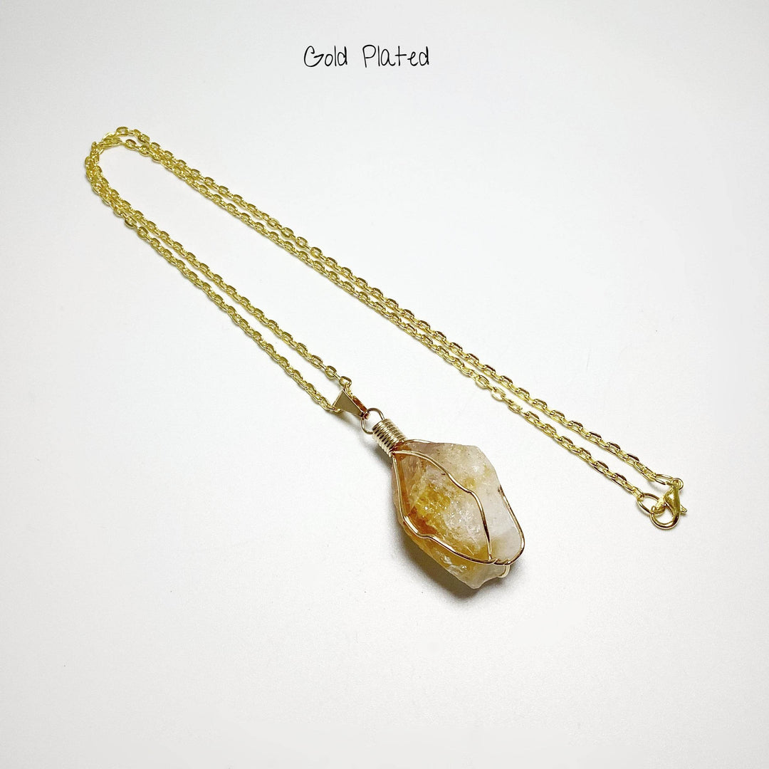 Wire Wrapped Citrine Necklace - Rocks and Gems Canada