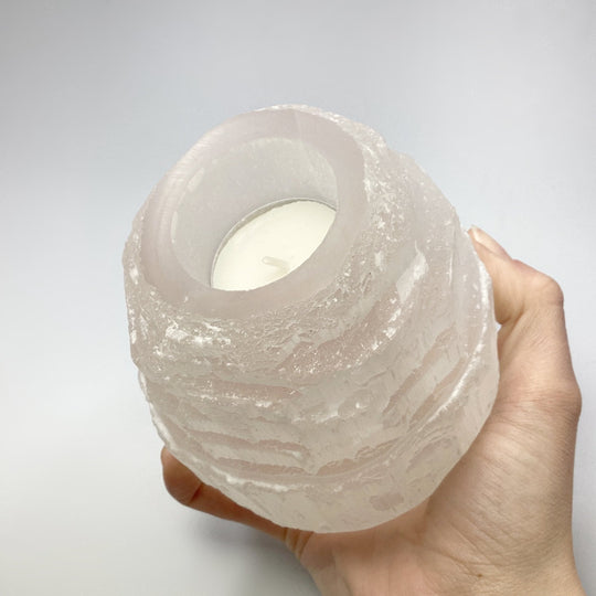 Selenite Candle Holder - Rocks and Gems Canada