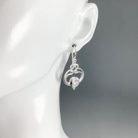 Rainbow Moonstone Dangle Earrings - Rocks and Gems Canada