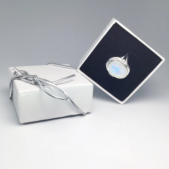 Rainbow Moonstone Ring - Rocks and Gems Canada