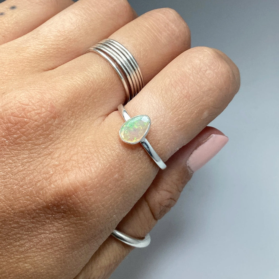 Faceted Ethiopian Fire Opal Ring - Rocks and Gems Canada