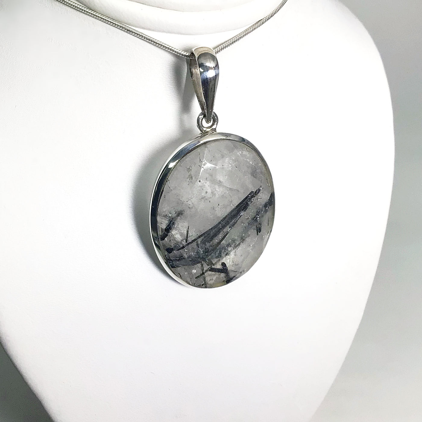 Faceted Tourmalated Quartz Pendant