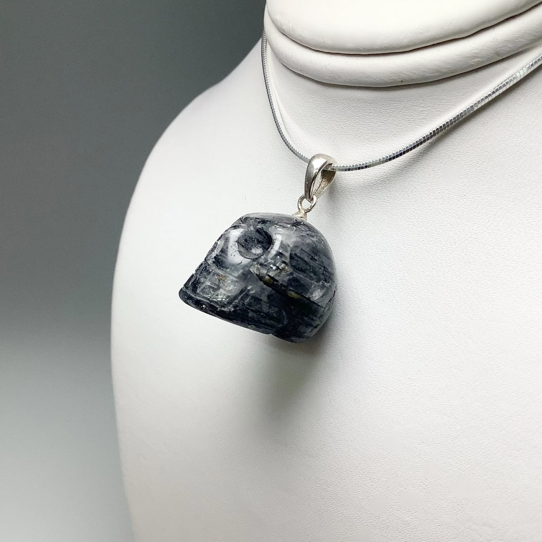 Tourmalated Quartz Skull Pendant - Rocks and Gems Canada