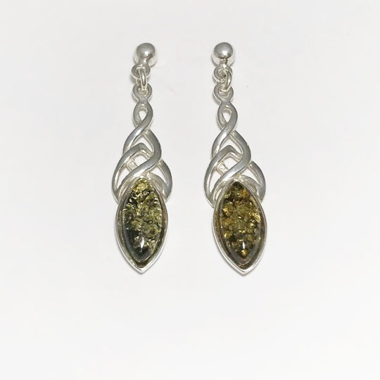 Green Amber Stud Earrings - Rocks and Gems Canada
