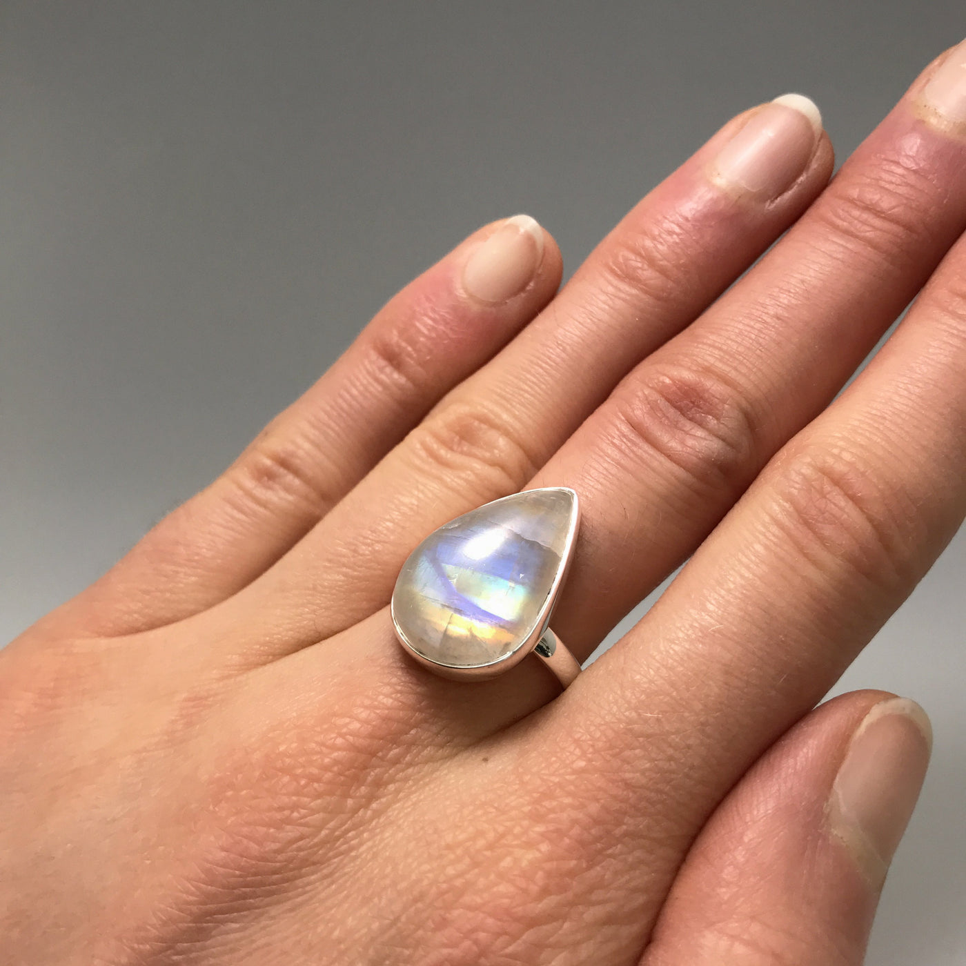 Rainbow Moonstone Ring - Size 8.5