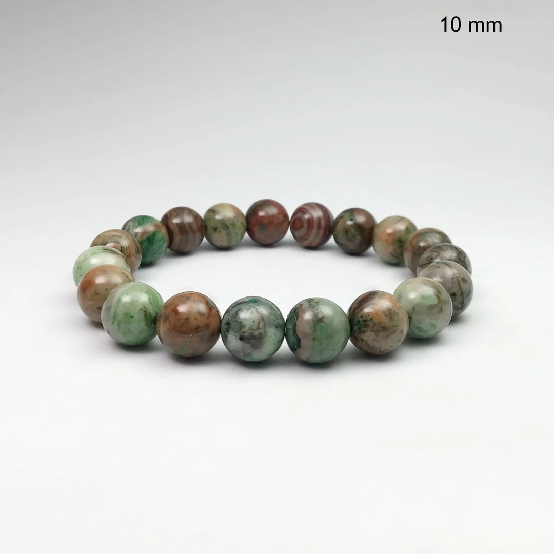 Green Crazy Lace Agate Beaded Bracelet - Rocks and Gems Canada