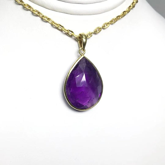 Gold Finish Amethyst Pendant - Rocks and Gems Canada