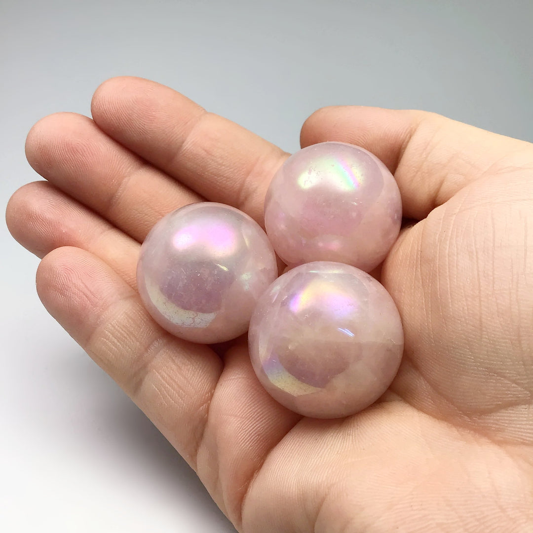 Aura Rose Quartz Sphere - Rocks and Gems Canada