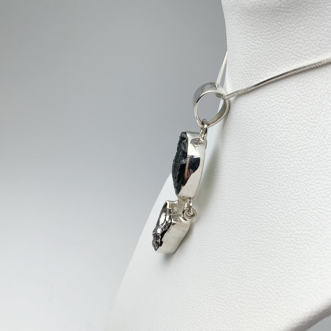 Moldavite with Campo Del Cielo Meteorite Pendant - Rocks and Gems Canada
