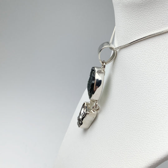 Moldavite with Campo Del Cielo Meteorite Pendant - Rocks and Gems Canada